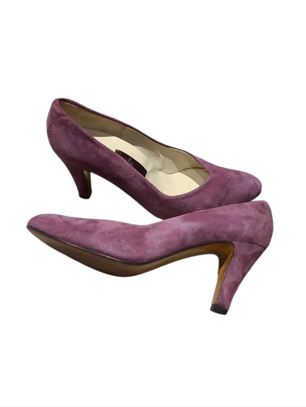 Amalfi By Rangoni Purple Suede Leather Heeled Pumps Shoes Womens Size 9 - Picture 4 of 10